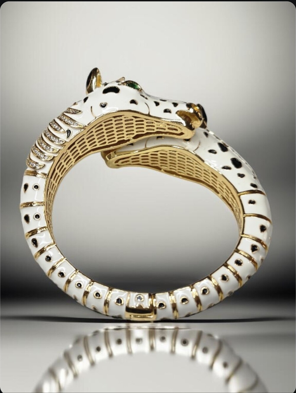 Equestrian Chic Duo Horse Enamel Crystal Bypass Bracelet - Picture 5 of 7